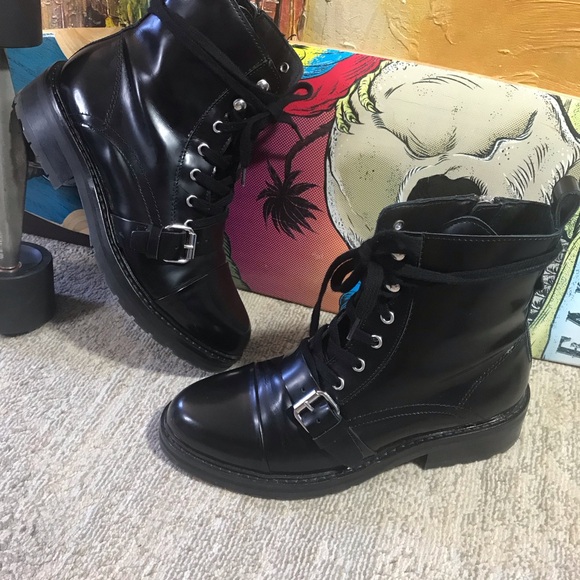 AllSaints Donita Leather Lug-Sole Boots Size 38 - Picture 7 of 14